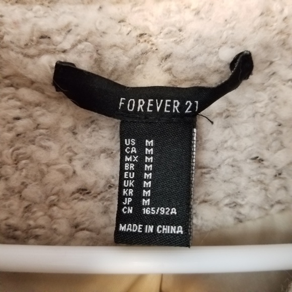 Forever 21 Oatmeal Full Zip Wool Blend Jacket Sz - Picture 3 of 7